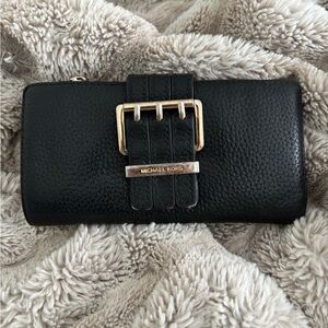 Michael Kors Black Wallet with Gold Buckle